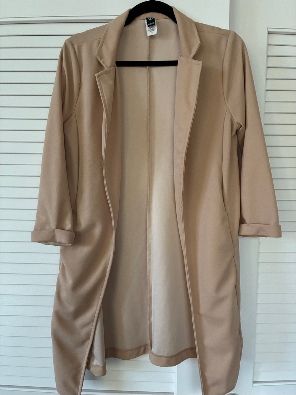 Windsor Beige Open-Front Long Blazer